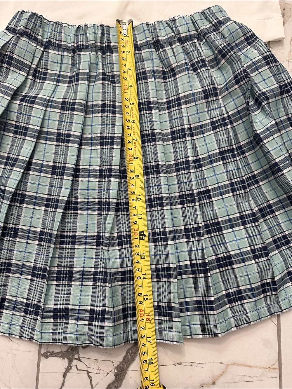 Girl Sailor Top and Plaid Pleated Skort Set in Mint and White - Picture 9 of 10
